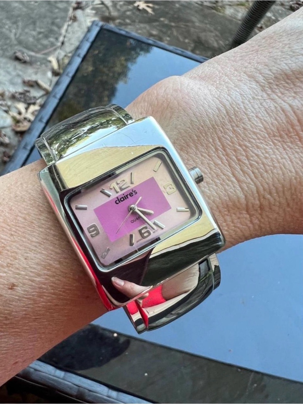 claire's vintage y2k Pink and Silver Bracelet Watch